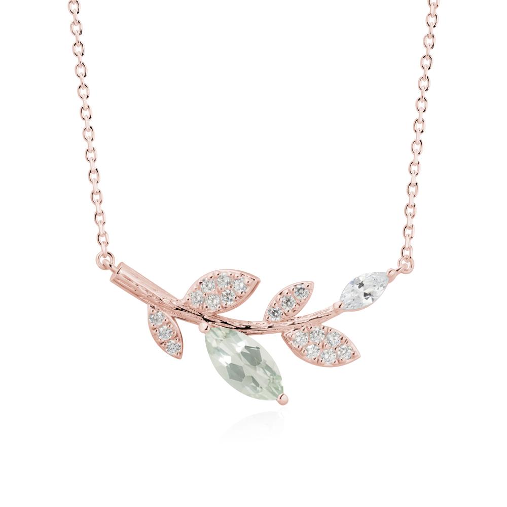 Marquise Green Amethyst Vine Leaf Necklace - LUO Jewelry #metal_18k rose gold