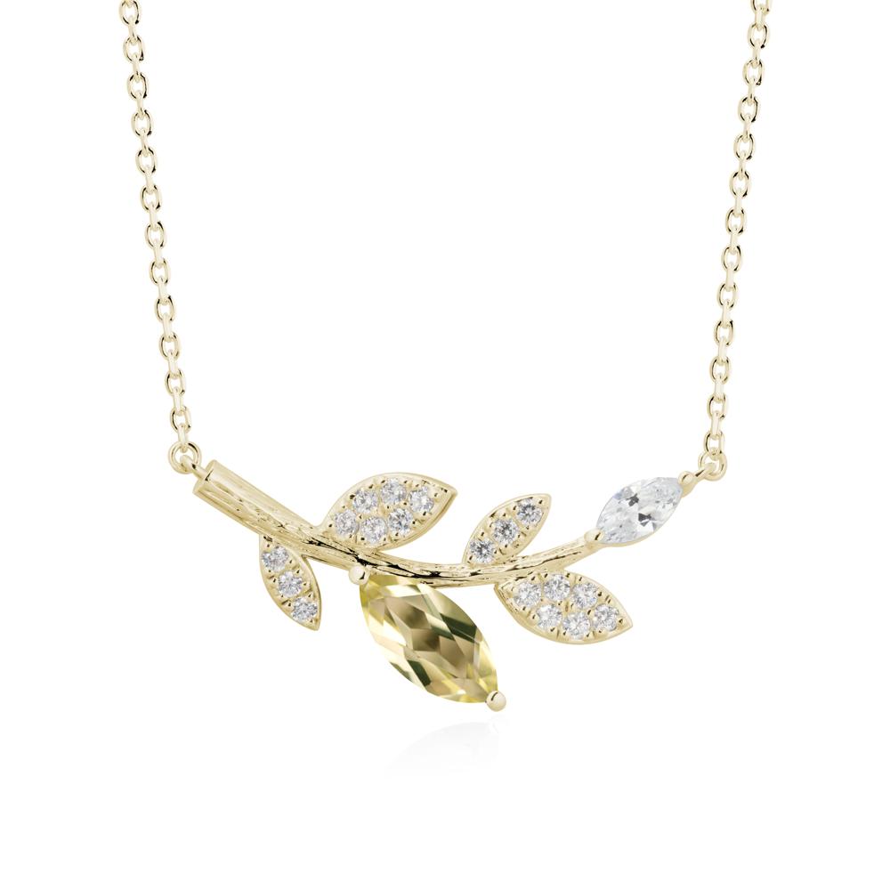 Marquise Lemon Quartz Olive Branch Necklace - LUO Jewelry #metal_14k yellow gold