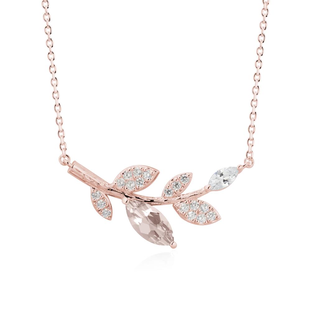 Morganite Olive Branch Pendant Necklace - LUO Jewelry #metal_18k rose gold