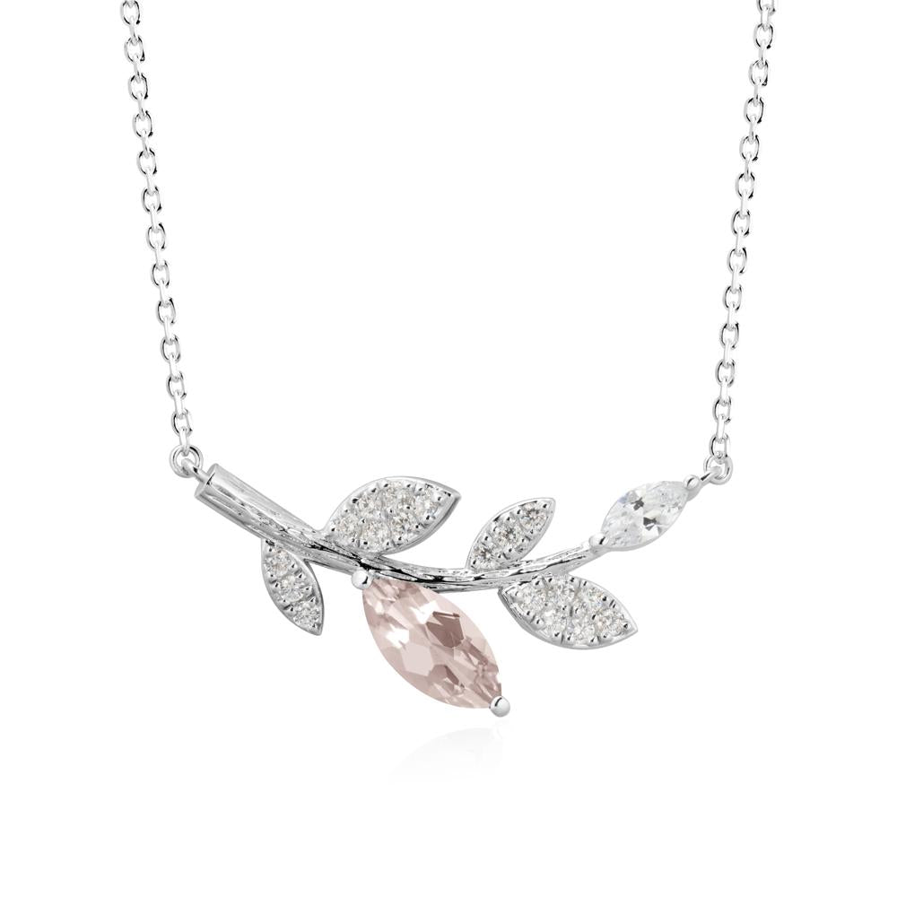 Morganite Olive Branch Pendant Necklace - LUO Jewelry #metal_18k white gold