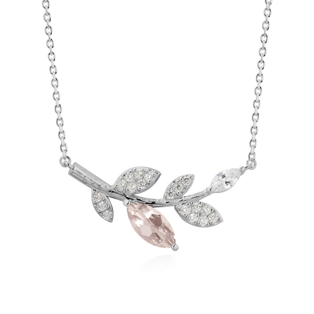 Morganite Olive Branch Pendant Necklace - LUO Jewelry #metal_platinum