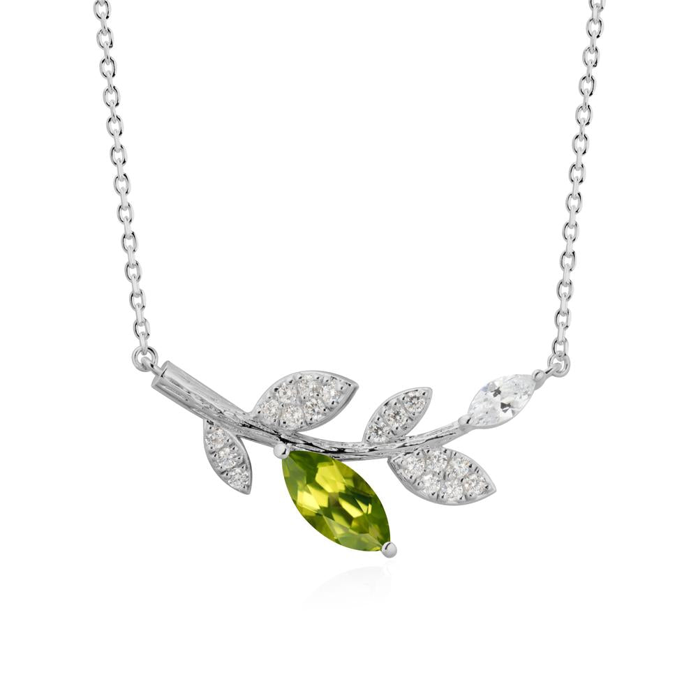 Marquise Peridot Olive Branch Necklace - LUO Jewelry #metal_platinum
