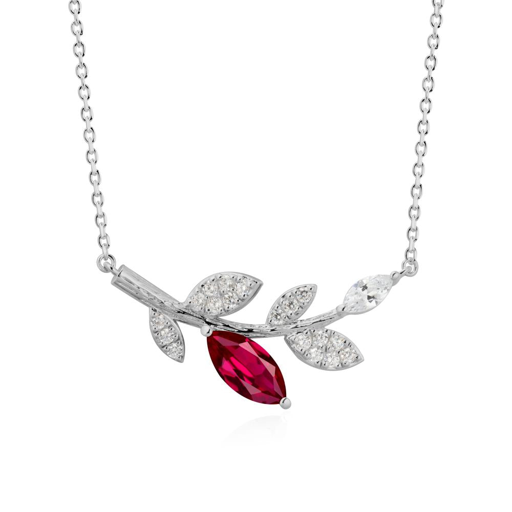Marquise Ruby Olive Branch Necklace - LUO Jewelry #metal_platinum