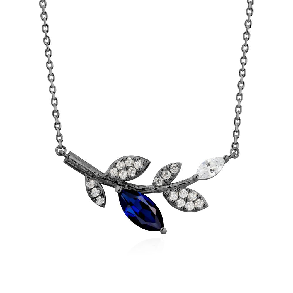 Marquise Sapphire Vine Leaf Necklace - LUO Jewelry #metal_black finish sterling silver