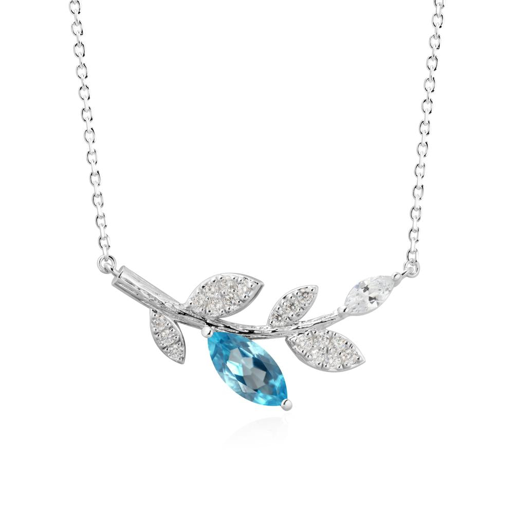 Marquise Swiss Blue Topaz Olive Branch Necklace - LUO Jewelry #metal_18k white gold