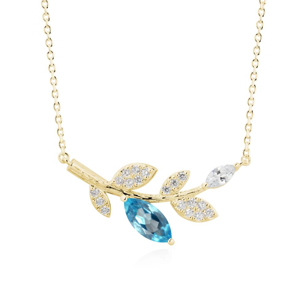 Marquise Swiss Blue Topaz Olive Branch Necklace - LUO Jewelry #metal_18k yellow gold