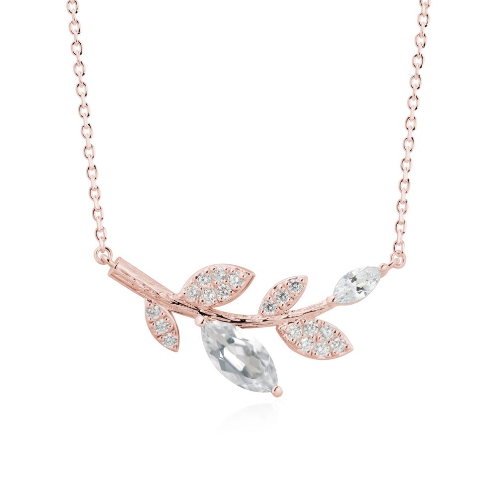 Marquise White Topaz Vine Leaf Necklace - LUO Jewelry #metal_18k rose gold