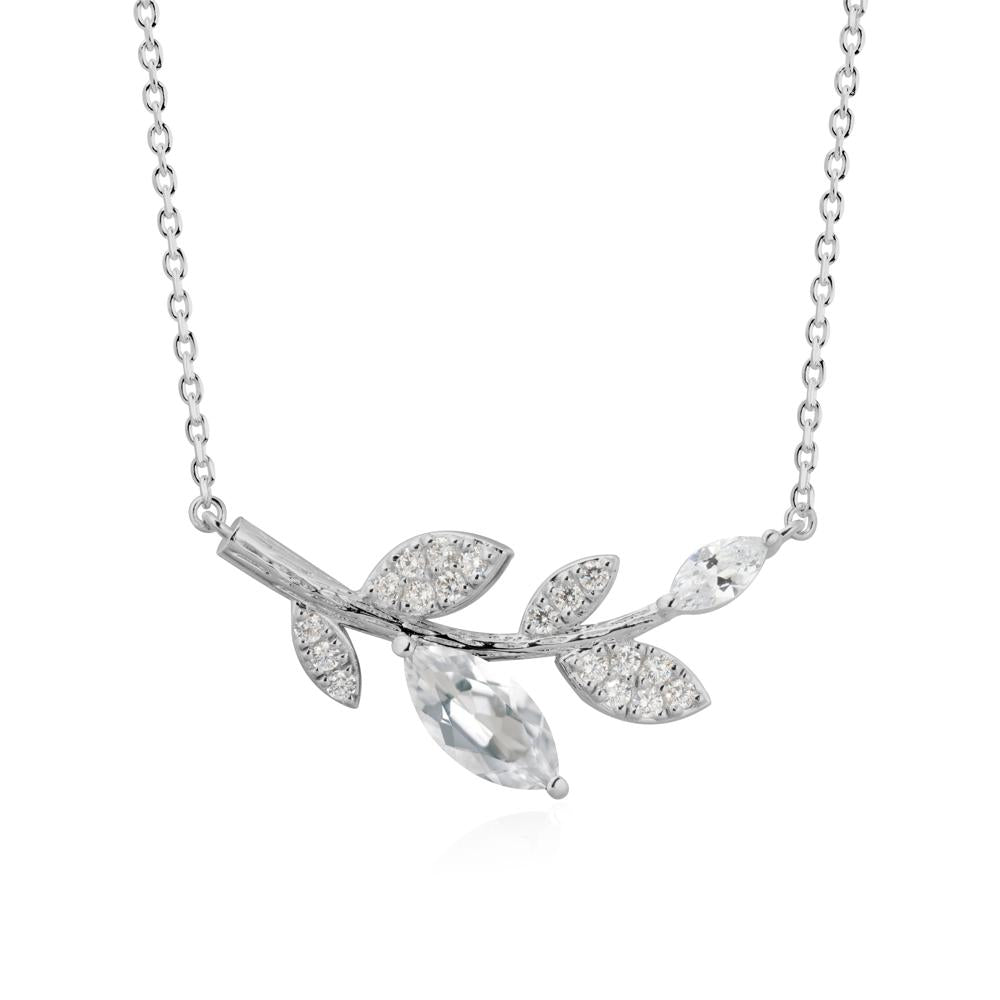 Marquise White Topaz Vine Leaf Necklace - LUO Jewelry #metal_platinum