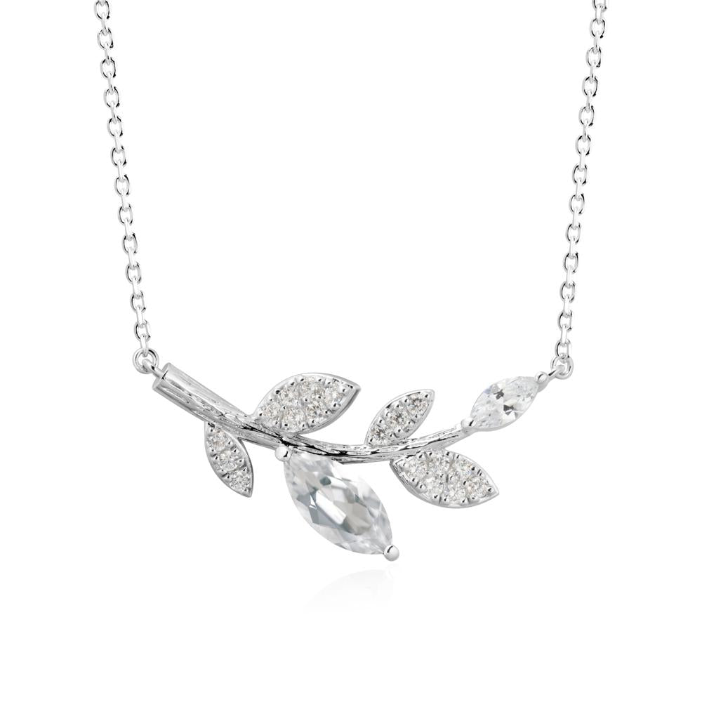 Marquise White Topaz Vine Leaf Necklace - LUO Jewelry #metal_sterling silver