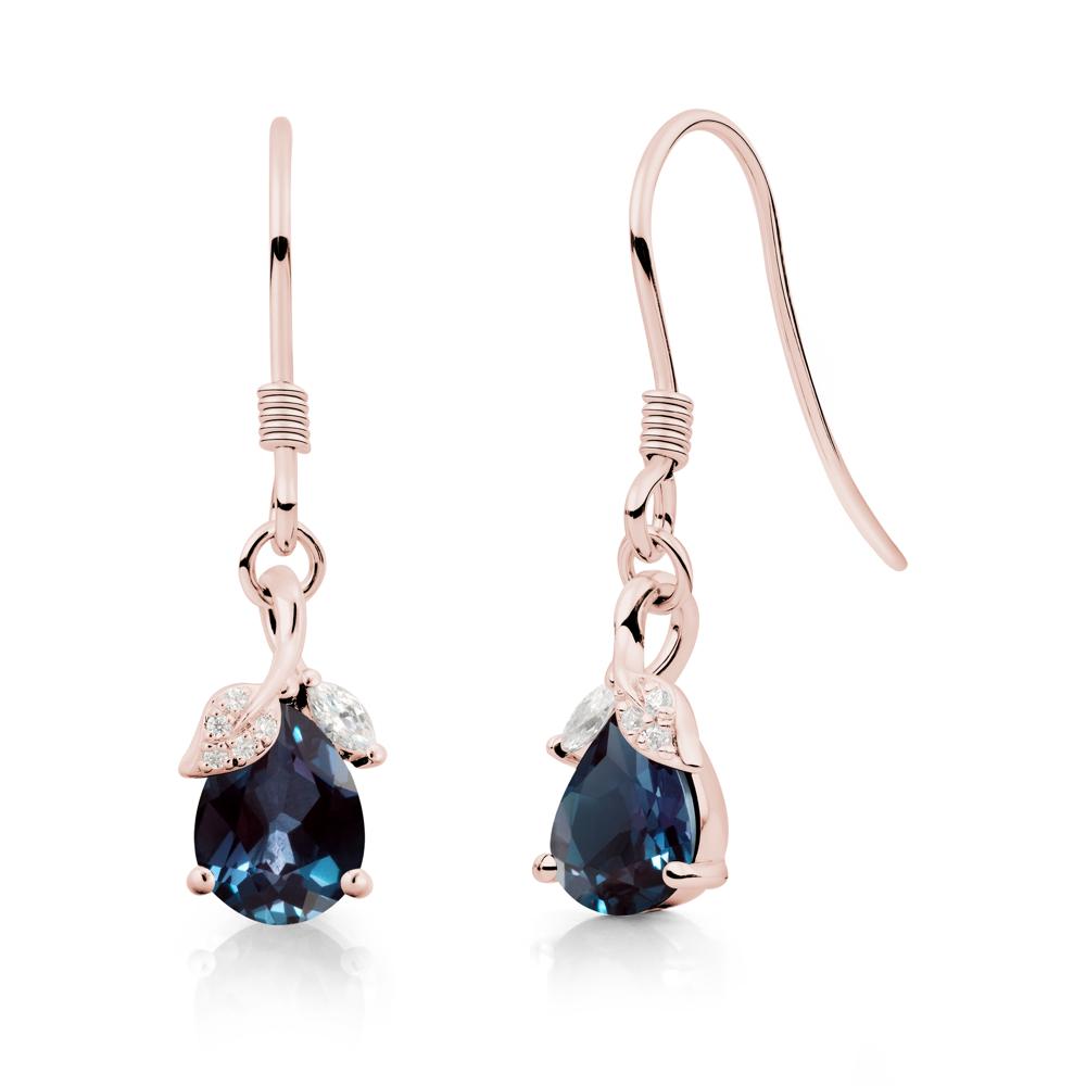 Teardrop Alexandrite French Hook Earrings - LUO Jewelry #metal_18k rose gold