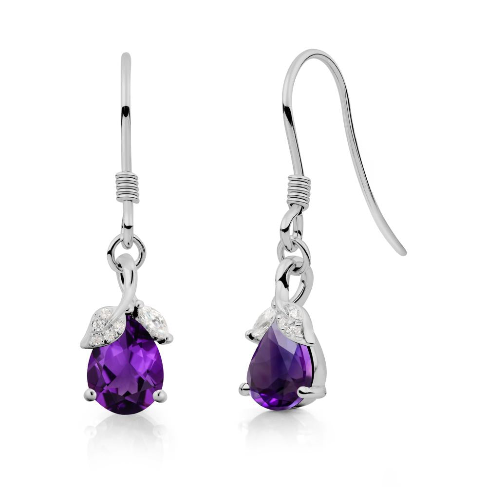Nature Leaf Inspired Amethyst Earrings - LUO Jewelry #metal_platinum