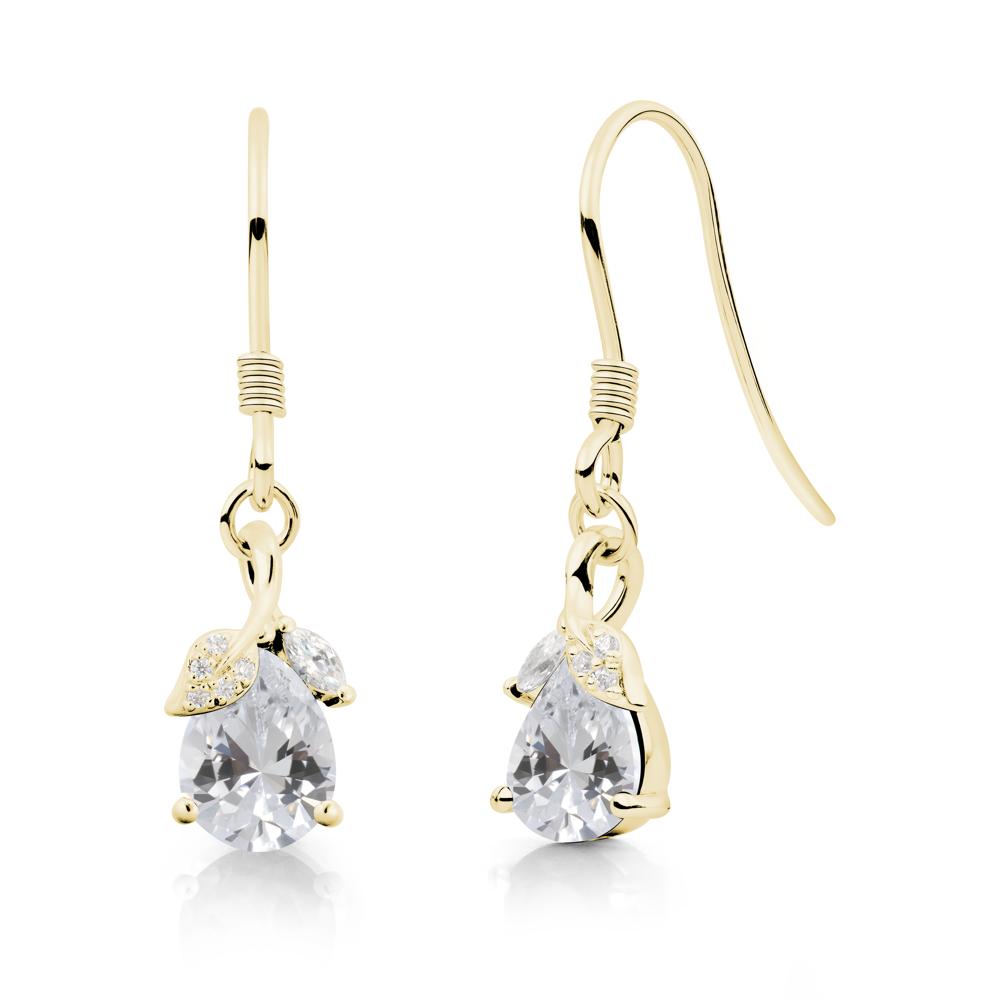 Teardrop Cubic Zirconia French Hook Earrings - LUO Jewelry #metal_18k yellow gold