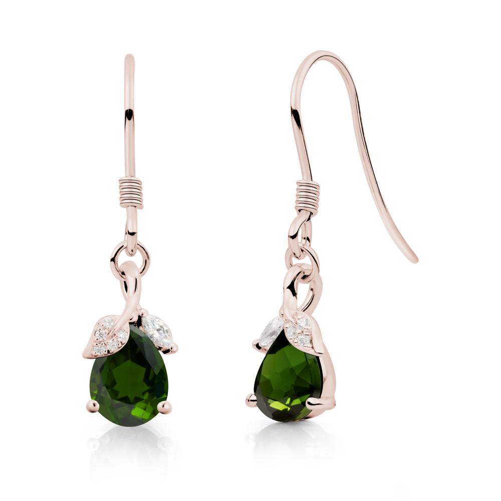 Nature Leaf Inspired Diopside Earrings - LUO Jewelry #metal_14k rose gold