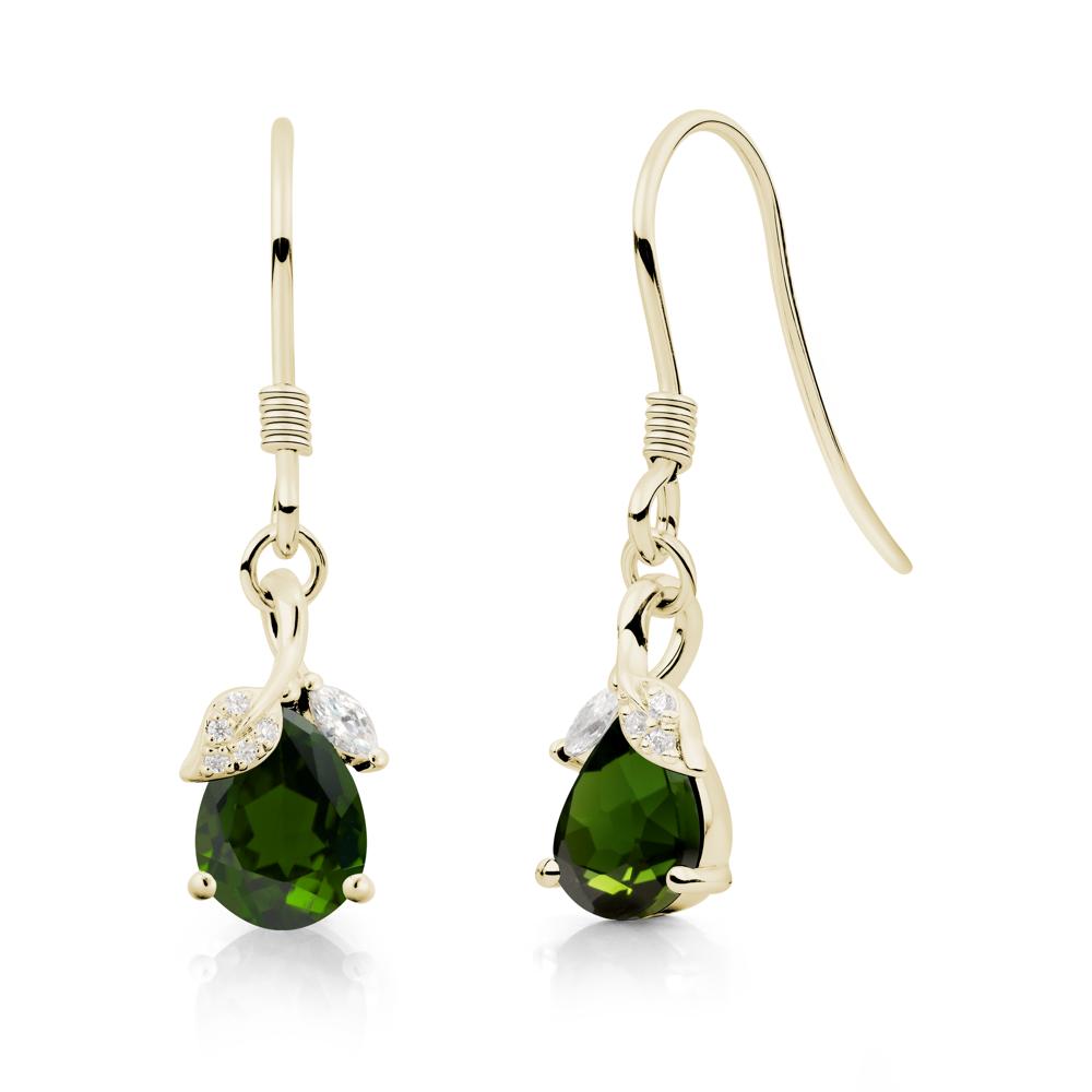 Nature Leaf Inspired Diopside Earrings - LUO Jewelry #metal_14k yellow gold