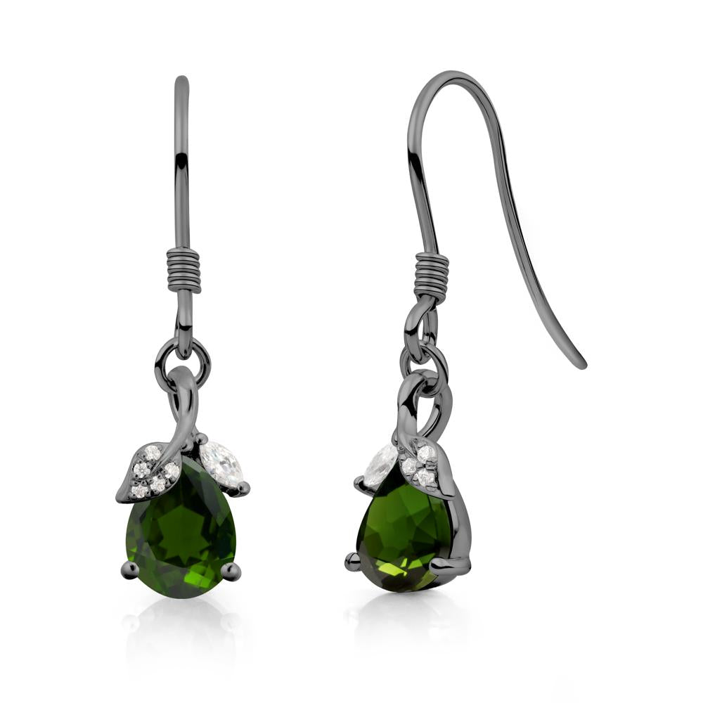 Nature Leaf Inspired Diopside Earrings - LUO Jewelry #metal_black finish sterling silver