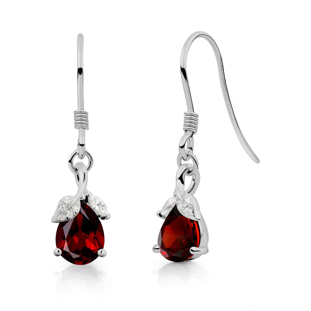 Nature Leaf Inspired Garnet Earrings - LUO Jewelry #metal_platinum