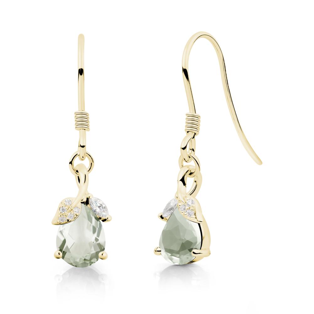 Nature Leaf Inspired Green Amethyst Earrings - LUO Jewelry #metal_18k yellow gold