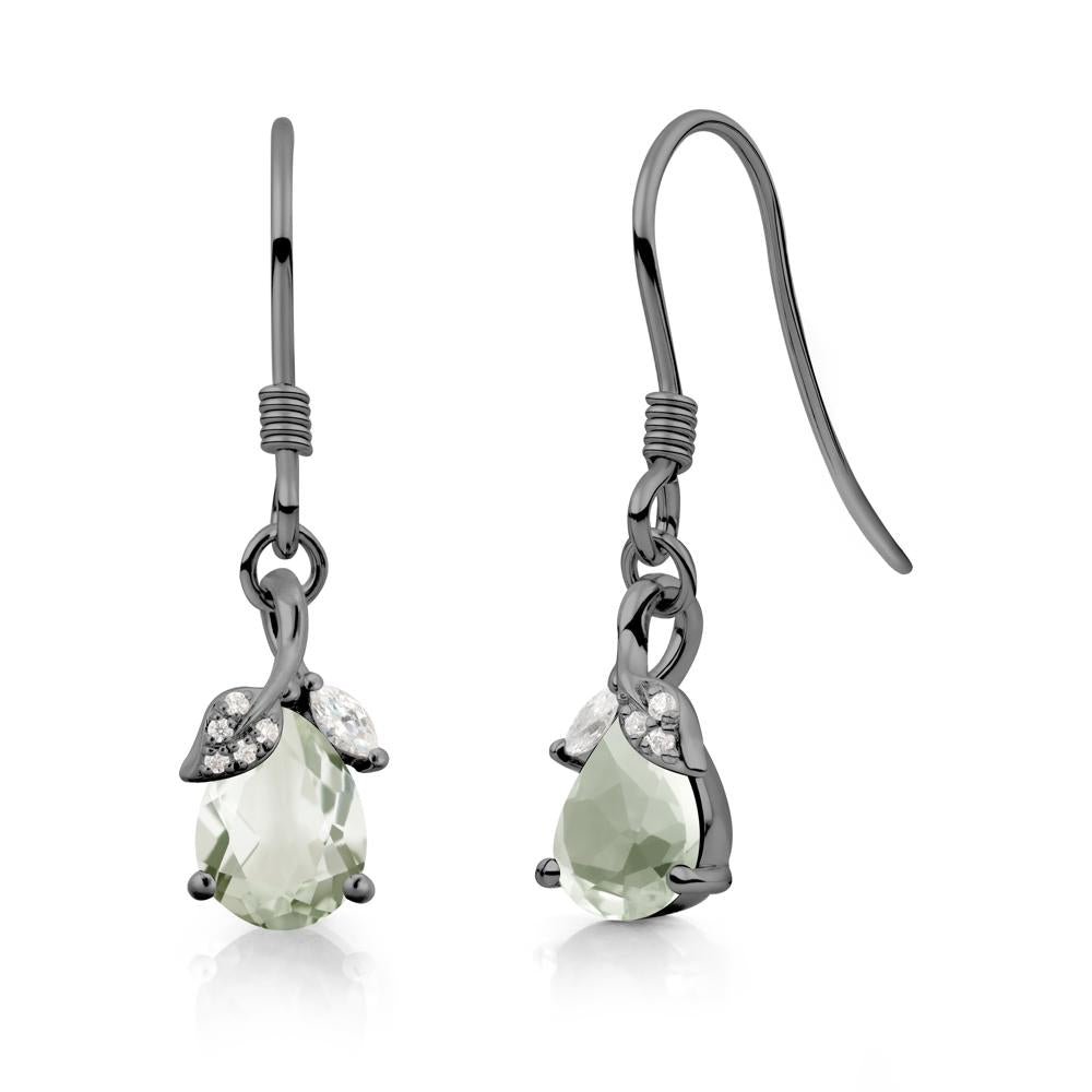 Nature Leaf Inspired Green Amethyst Earrings - LUO Jewelry #metal_black finish sterling silver