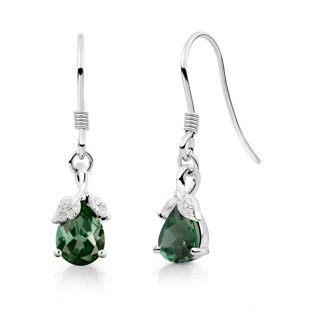 Nature Leaf Inspired Green Sapphire Earrings - LUO Jewelry #metal_18k white gold