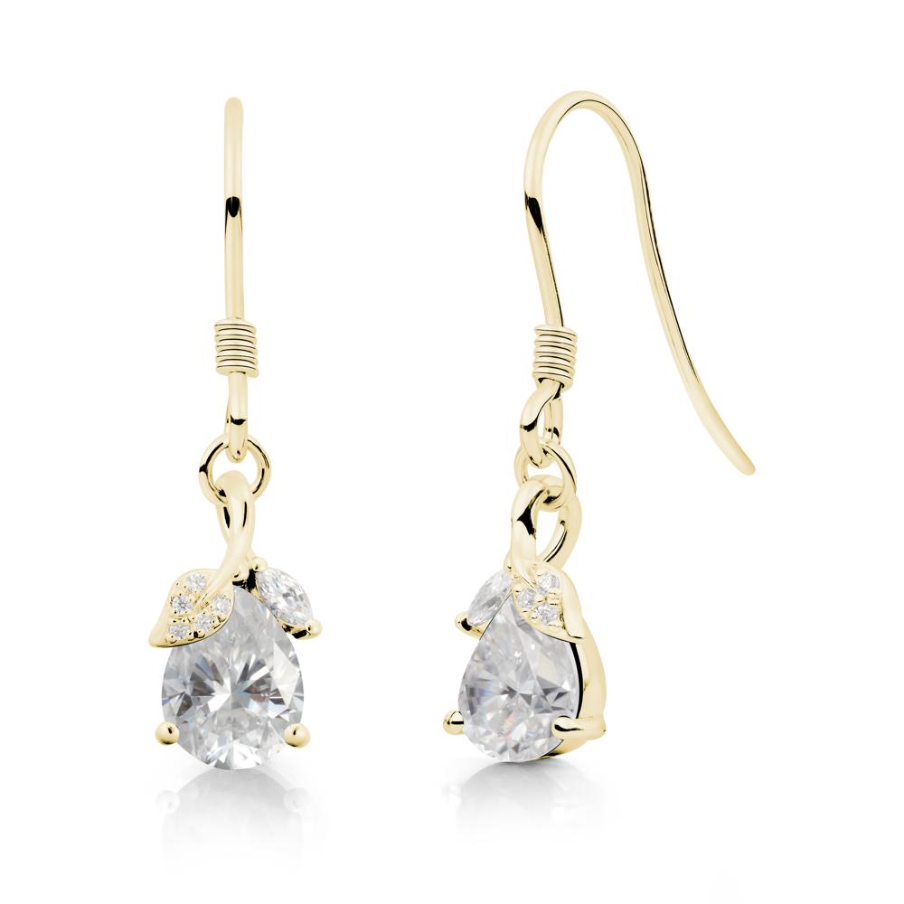 Teardrop Moissanite French Hook Earrings - LUO Jewelry #metal_18k yellow gold