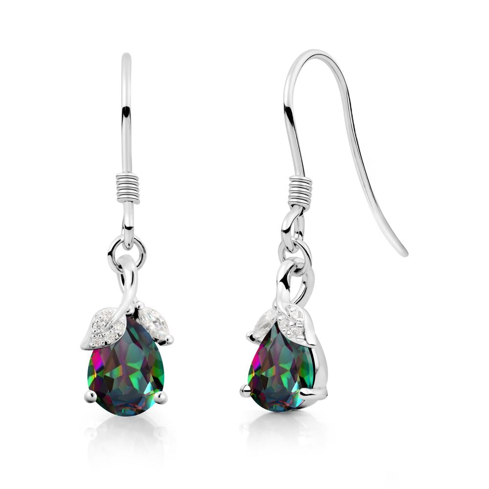 Teardrop Mystic Topaz French Hook Earrings - LUO Jewelry #metal_14k white gold