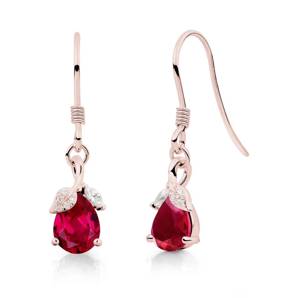 Nature Leaf Inspired Ruby Earrings - LUO Jewelry #metal_18k rose gold