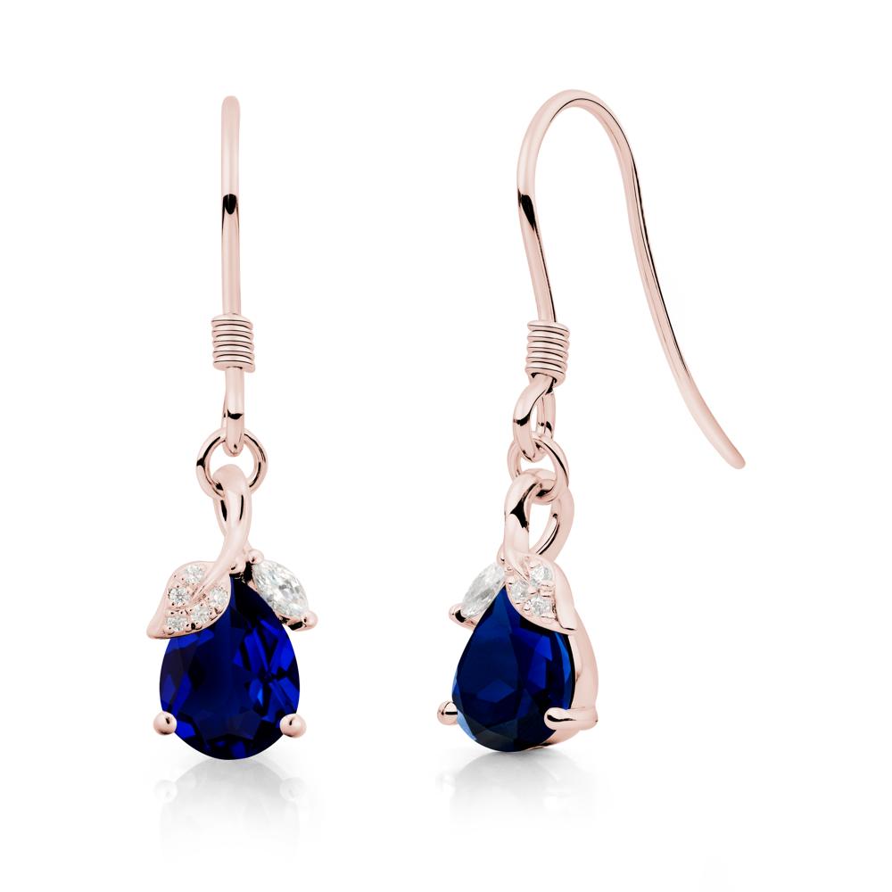 Teardrop Sapphire French Hook Earrings - LUO Jewelry #metal_18k rose gold