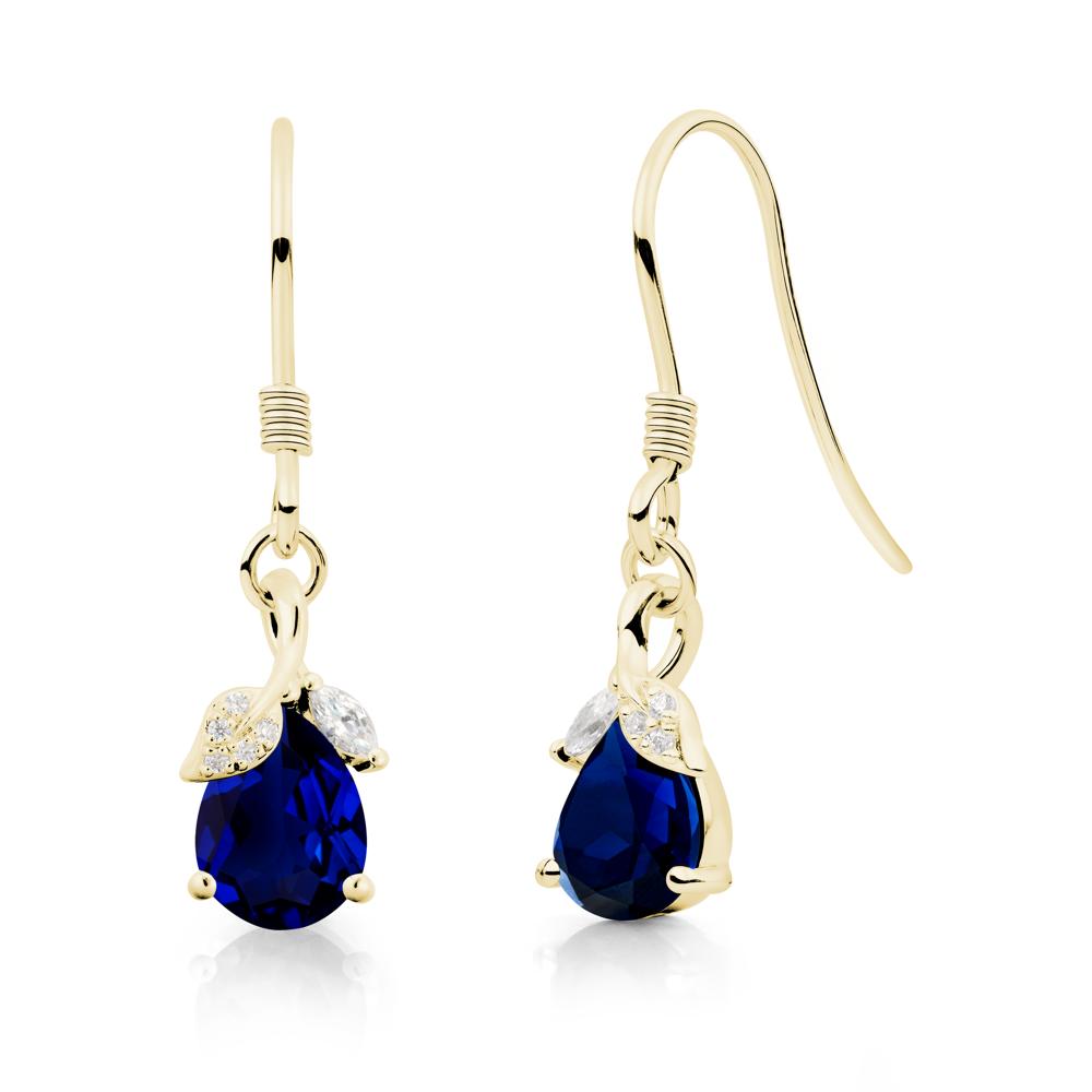Teardrop Sapphire French Hook Earrings - LUO Jewelry #metal_18k yellow gold