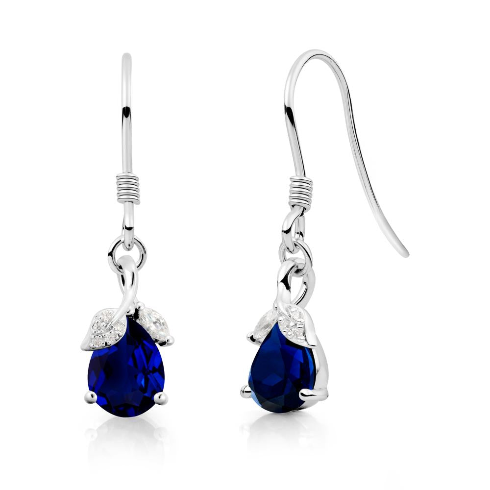 Teardrop Sapphire French Hook Earrings - LUO Jewelry #metal_sterling silver