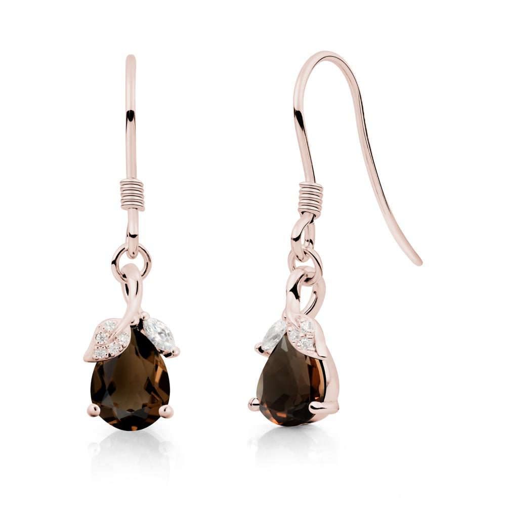 Nature Leaf Inspired Smoky Quartz Earrings - LUO Jewelry #metal_14k rose gold