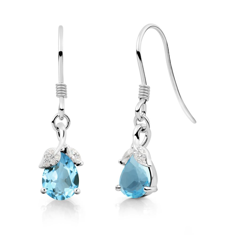 Teardrop Swiss Blue Topaz French Hook Earrings - LUO Jewelry #metal_sterling silver