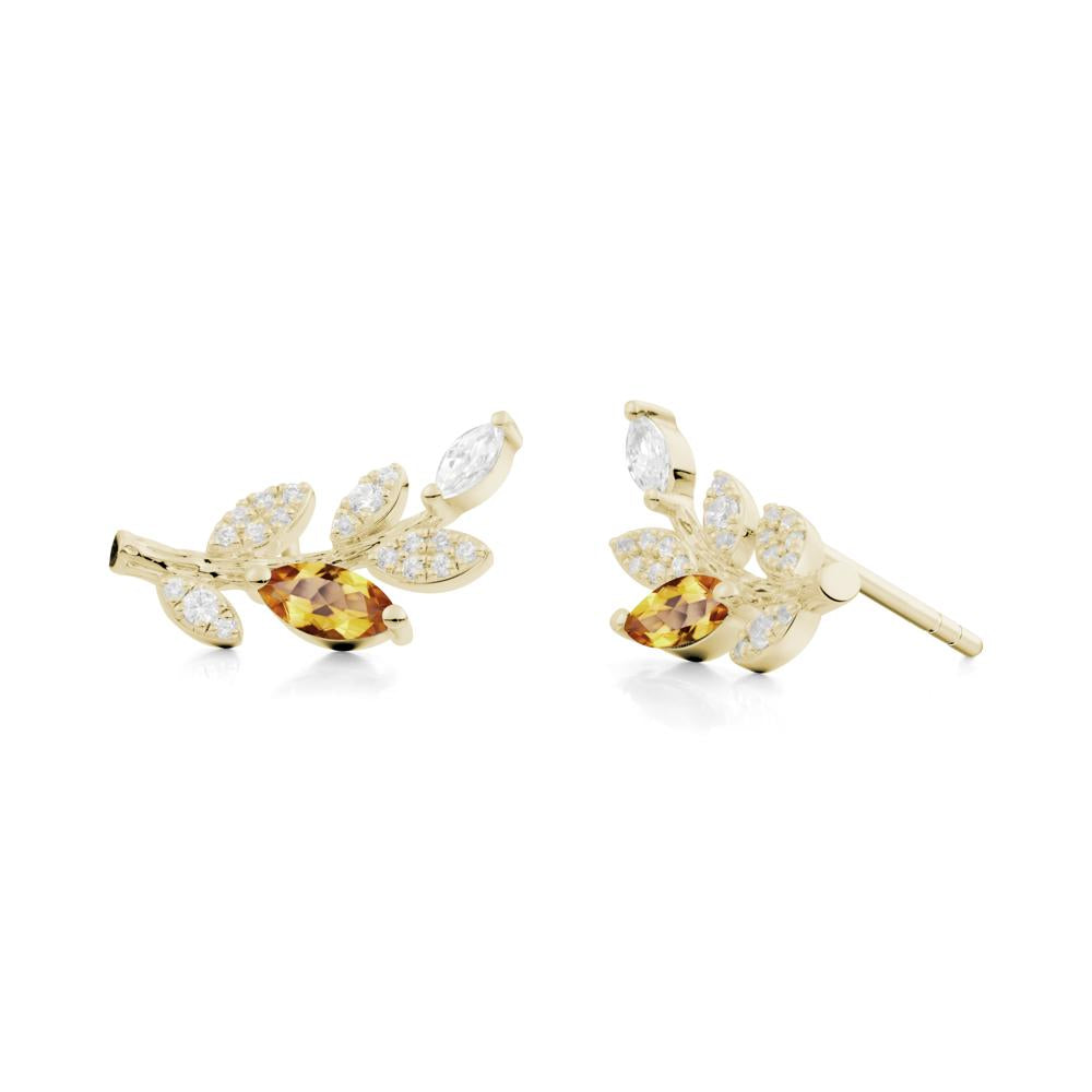 Citrine Olive Branch Stud Earrings - LUO Jewelry #metal_14k yellow gold