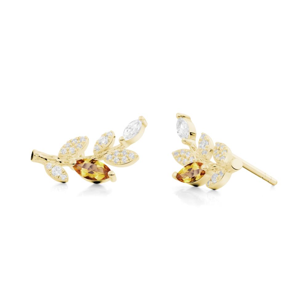Citrine Olive Branch Stud Earrings - LUO Jewelry #metal_18k yellow gold