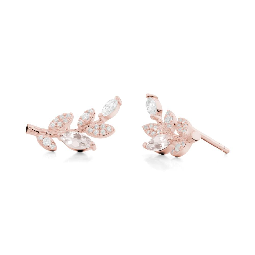 Morganite Olive Branch Stud Earrings - LUO Jewelry #metal_18k rose gold