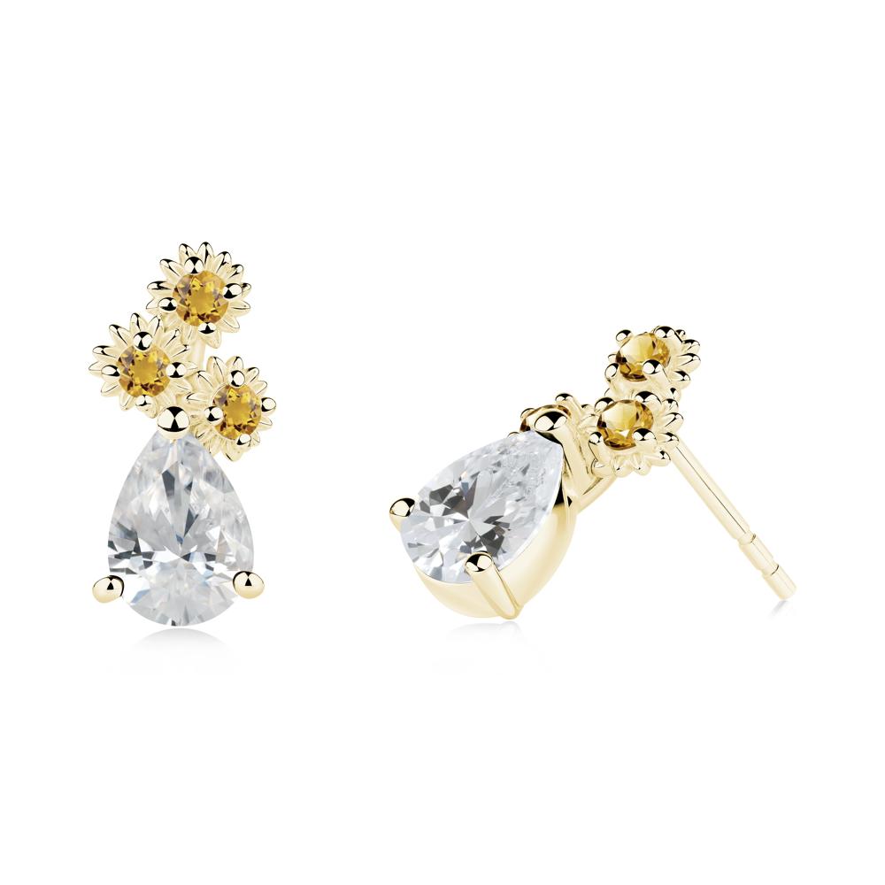 Petals of Promise Sunflower Cubic Zirconia and Citrine Earrings - LUO Jewelry #metal_18k yellow gold