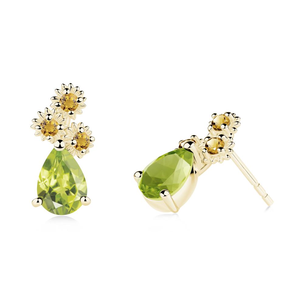 Petals of Promise Sunflower Peridot and Citrine Earrings - LUO Jewelry #metal_18k yellow gold