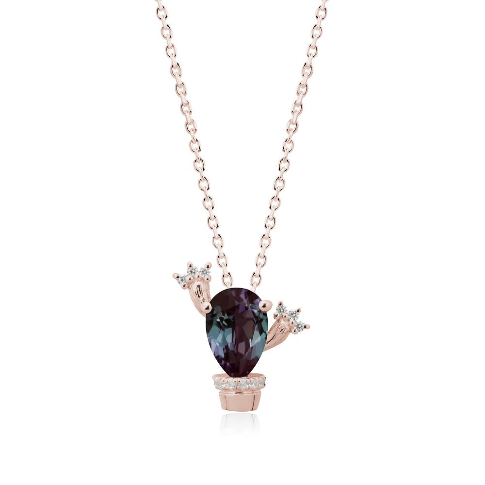 Pear Shaped Alexandrite Cactus Pendant - LUO Jewelry #metal_14k rose gold