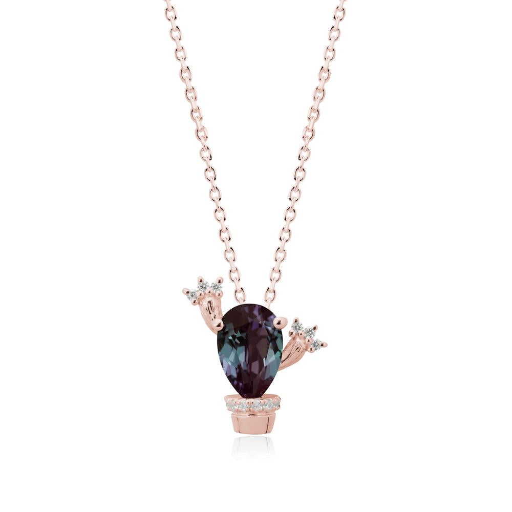 Pear Shaped Alexandrite Cactus Pendant - LUO Jewelry #metal_18k rose gold