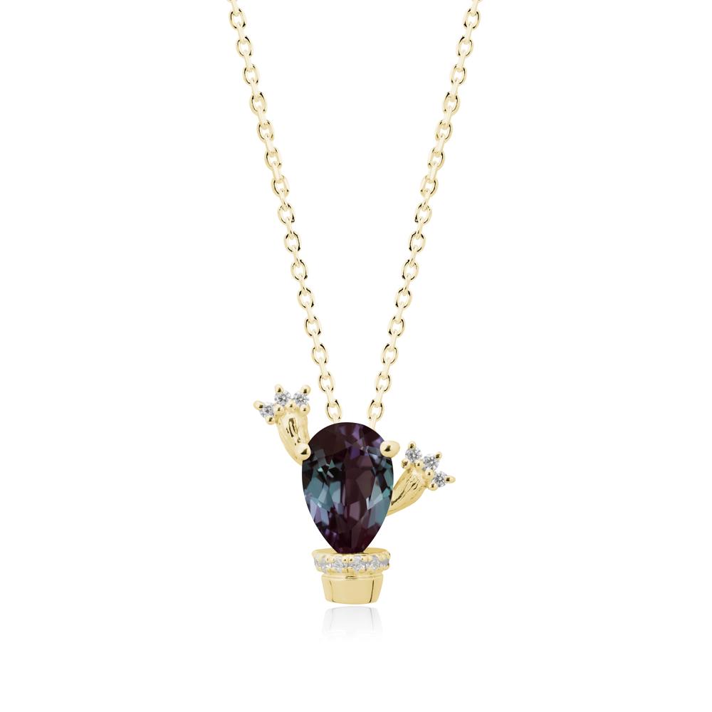 Pear Shaped Alexandrite Cactus Pendant - LUO Jewelry #metal_18k yellow gold