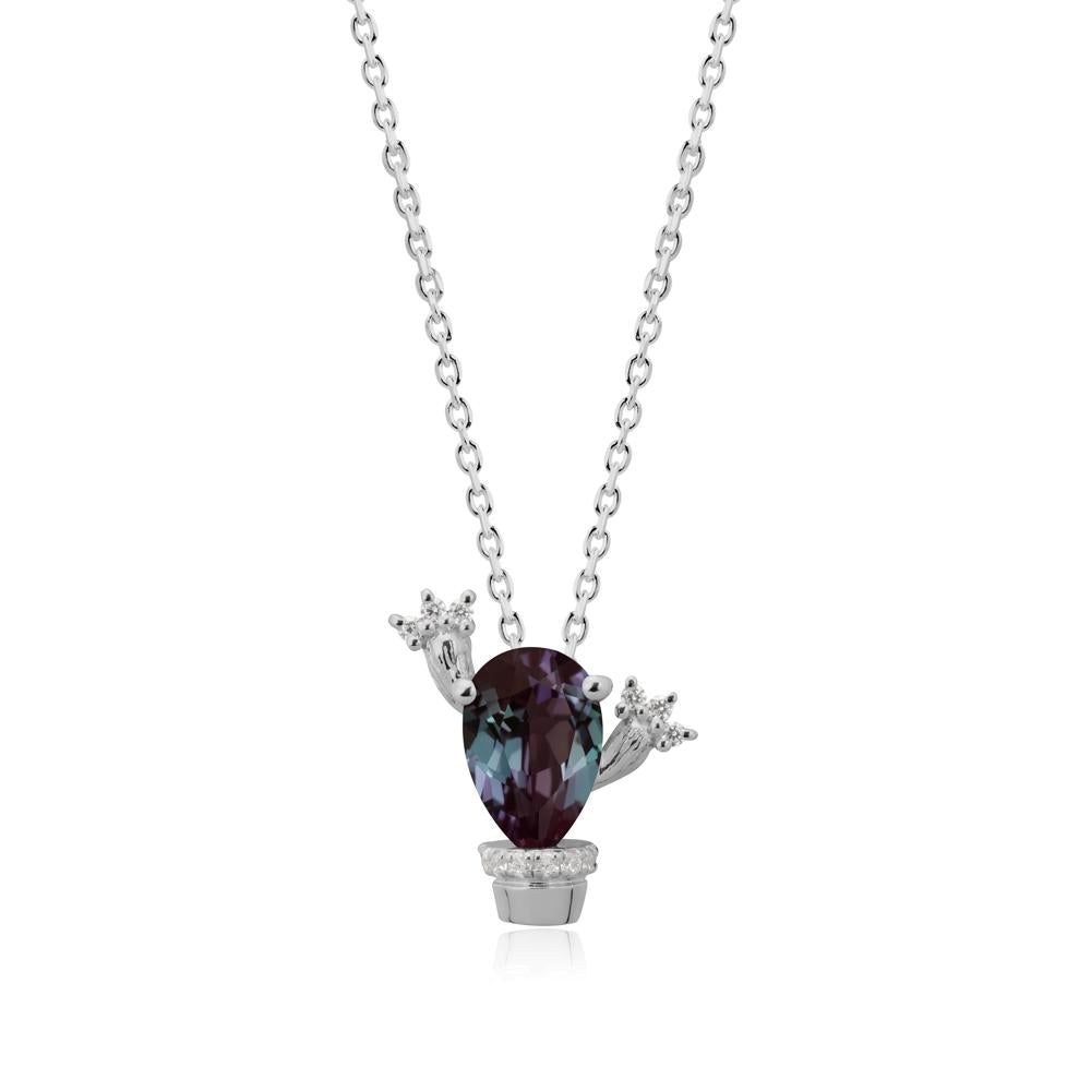 Pear Shaped Alexandrite Cactus Pendant - LUO Jewelry #metal_platinum