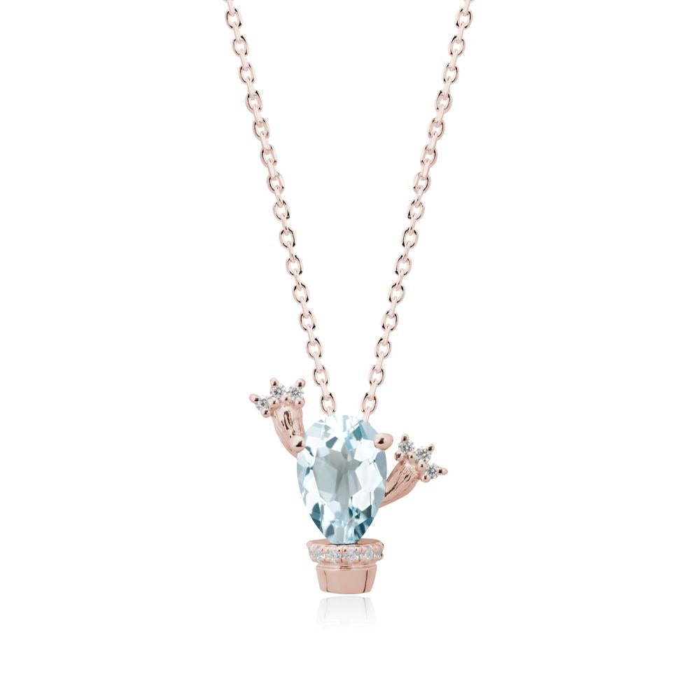 Pear Shaped Aquamarine Cactus Pendant - LUO Jewelry #metal_14k rose gold