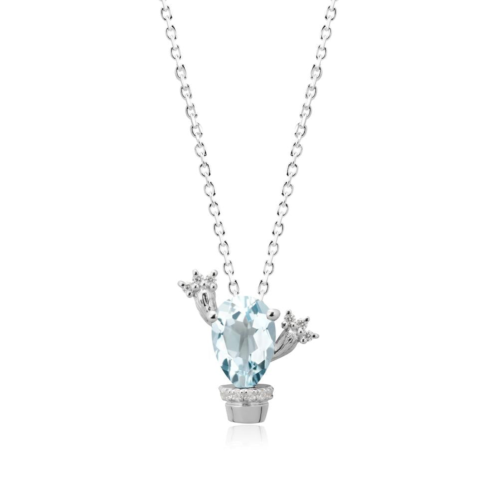 Pear Shaped Aquamarine Cactus Pendant - LUO Jewelry #metal_14k white gold