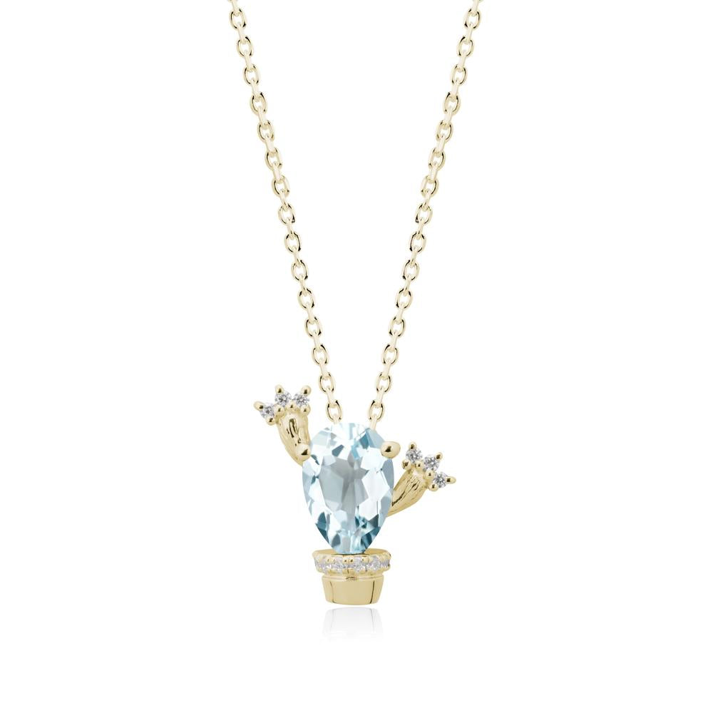 Pear Shaped Aquamarine Cactus Pendant - LUO Jewelry #metal_14k yellow gold