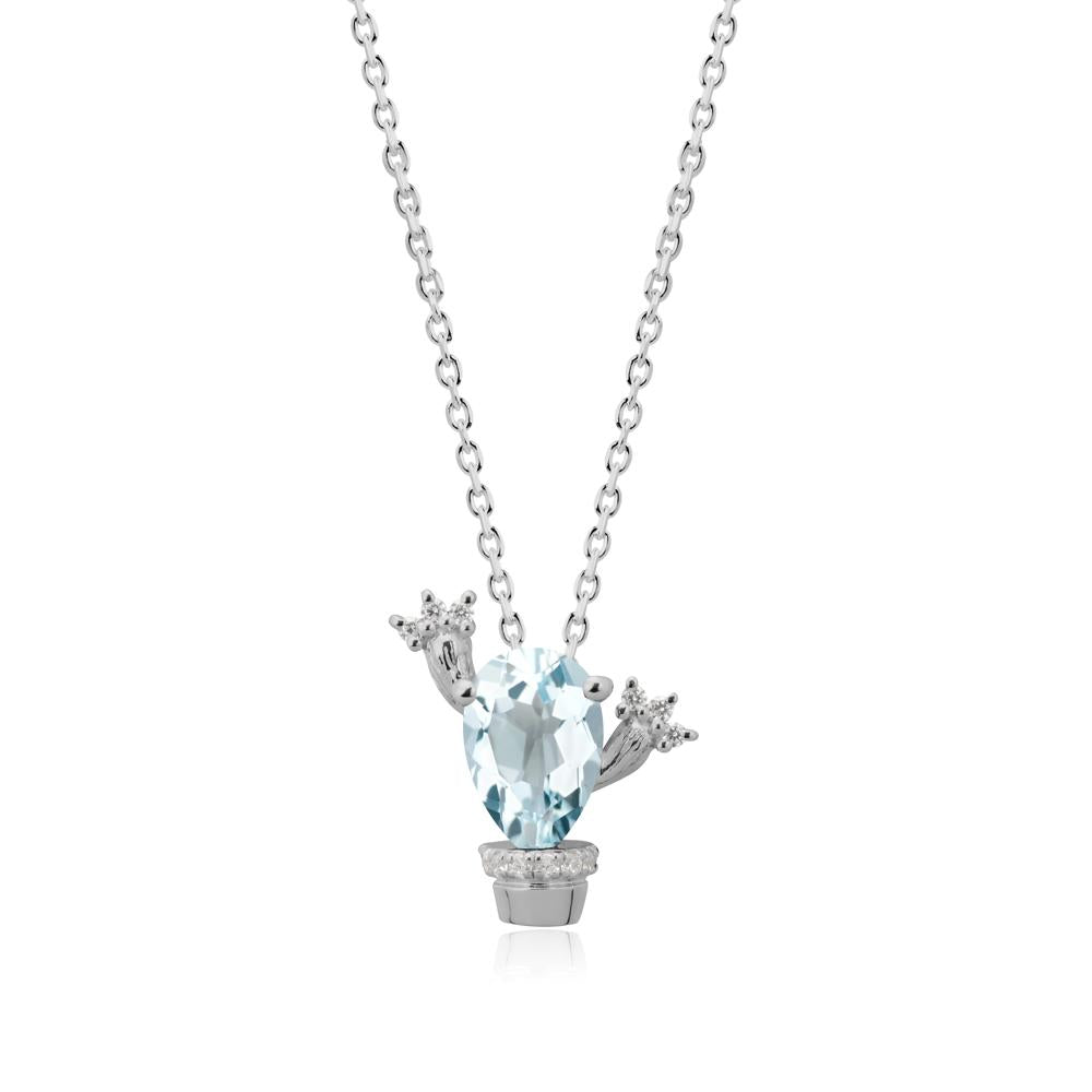 Pear Shaped Aquamarine Cactus Pendant - LUO Jewelry #metal_platinum