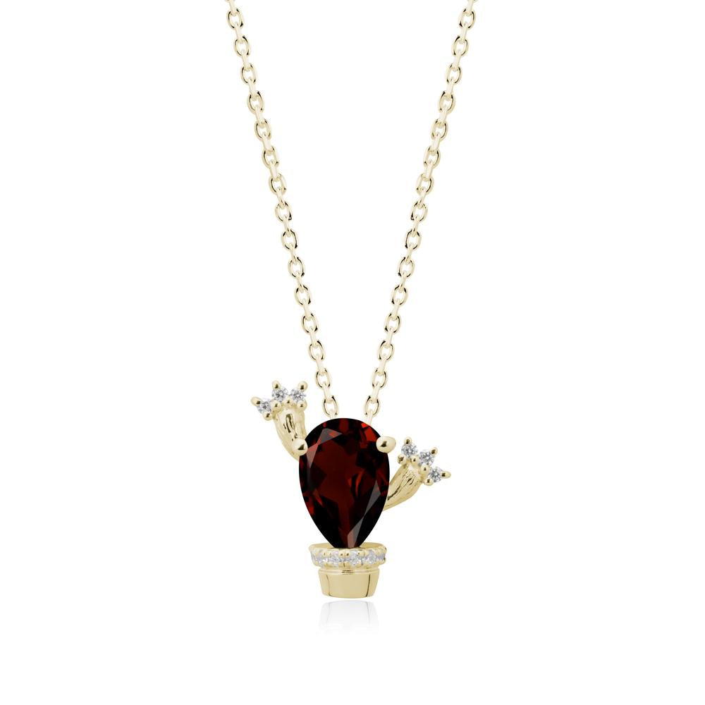Unique Potted Plant Theme Garnet Pendant Necklace - LUO Jewelry #metal_14k yellow gold