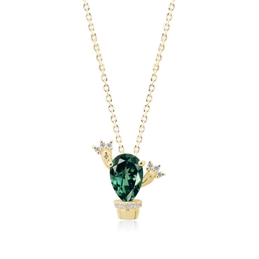 Unique Potted Plant Theme Green Sapphire Pendant Necklace - LUO Jewelry #metal_18k yellow gold