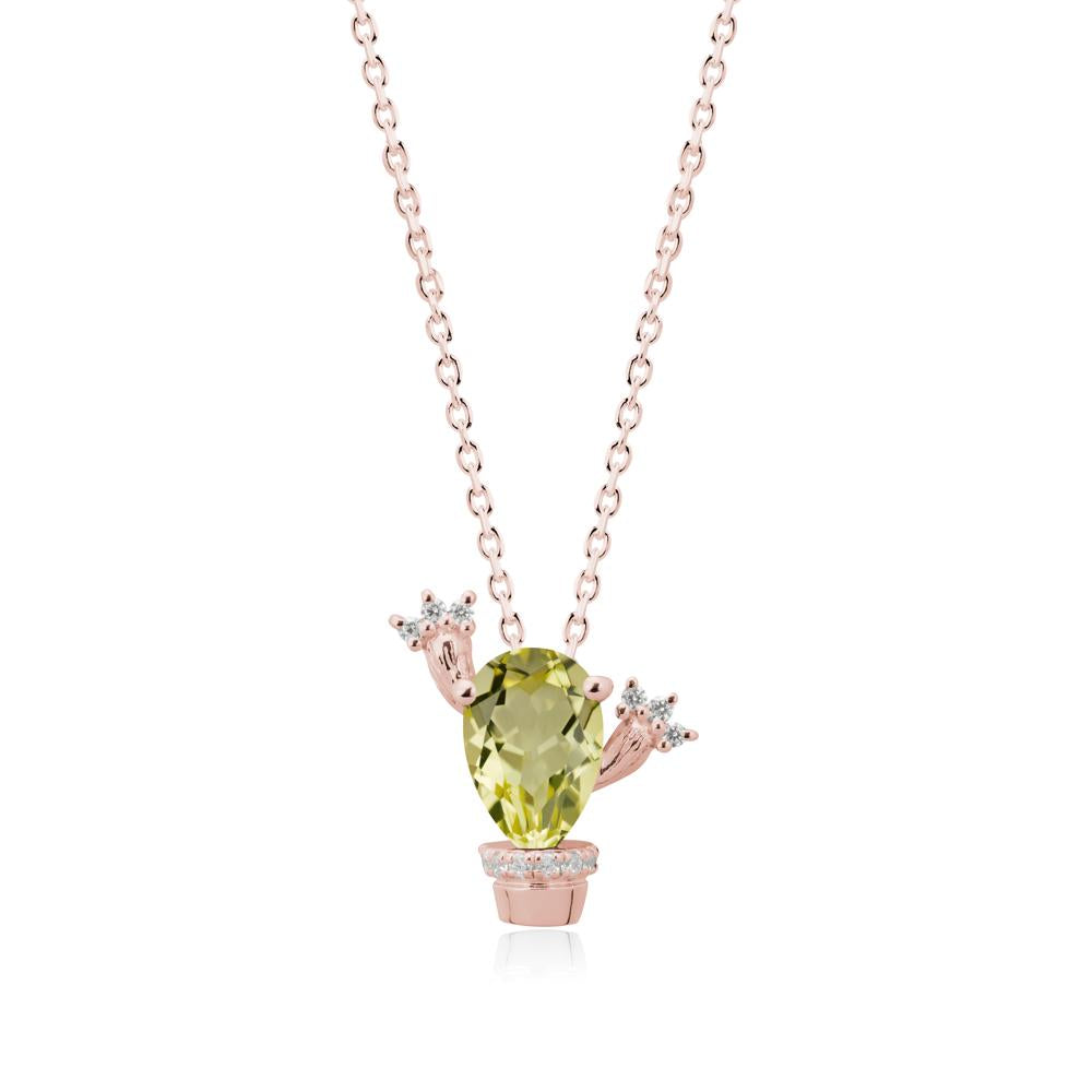 Pear Shaped Lemon Quartz Cactus Pendant - LUO Jewelry #metal_18k rose gold