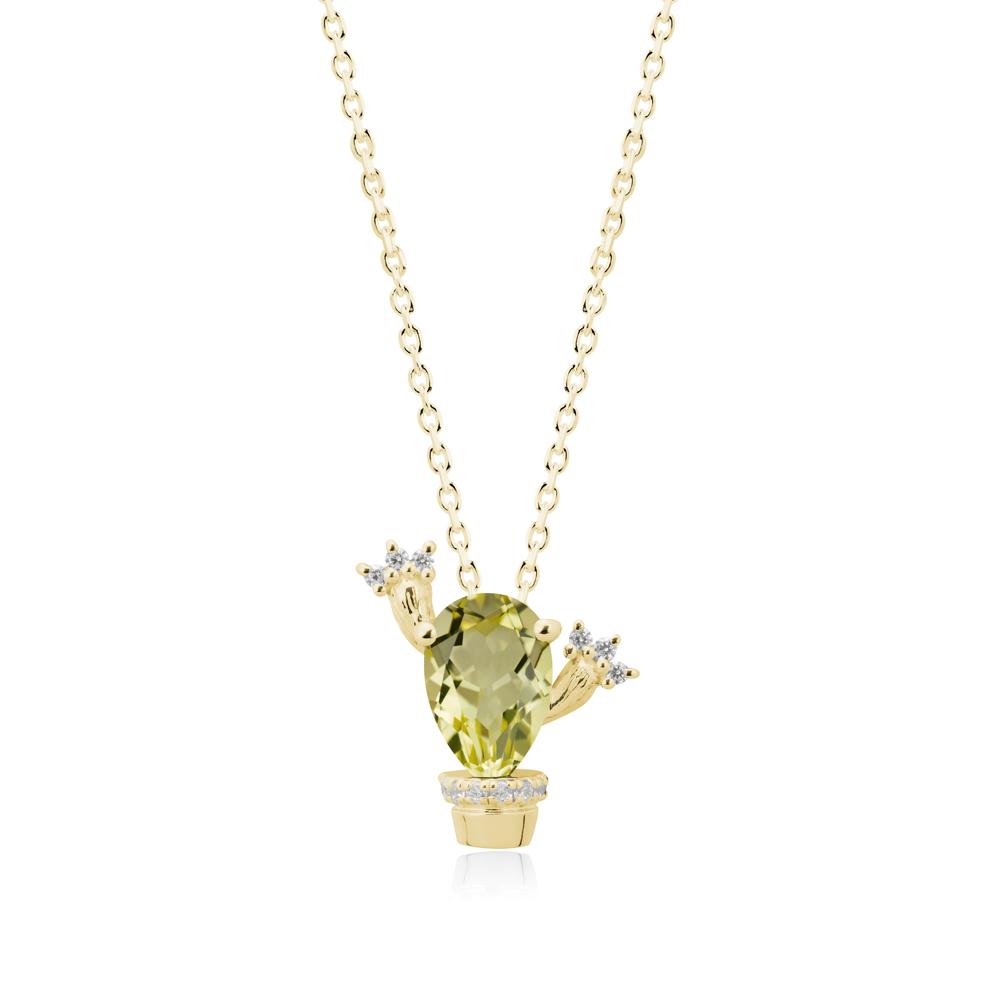 Pear Shaped Lemon Quartz Cactus Pendant - LUO Jewelry #metal_18k yellow gold