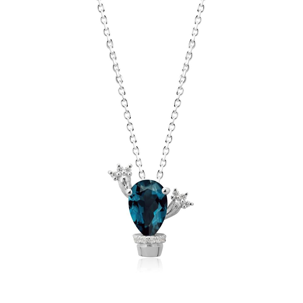 Unique Potted Plant Theme London Blue Topaz Pendant Necklace - LUO Jewelry #metal_sterling silver