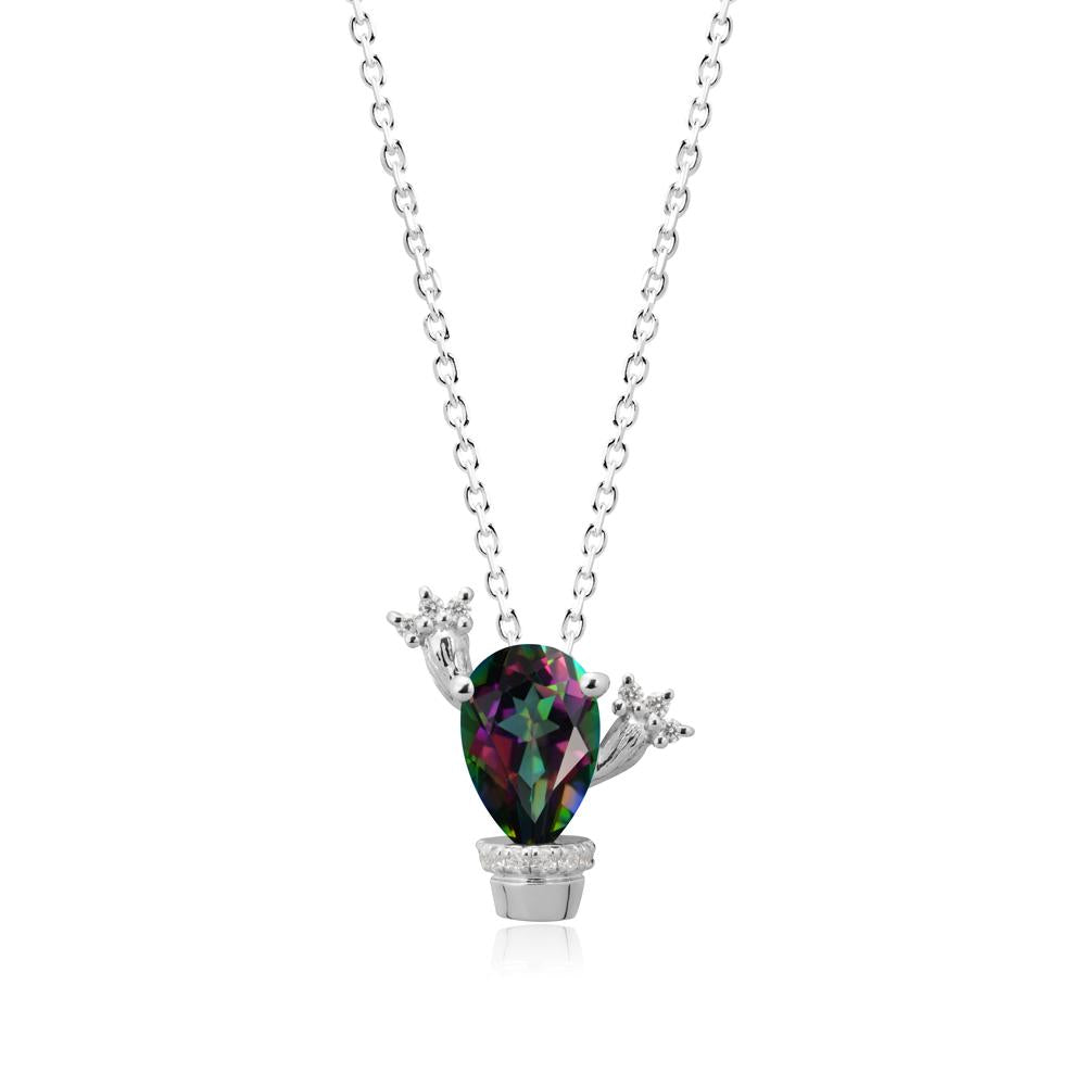 Unique Potted Plant Theme Mystic Topaz Pendant Necklace - LUO Jewelry #metal_14k white gold